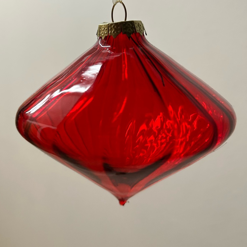 Rare Museum quality Red Glass Holiday Ornament set of.4